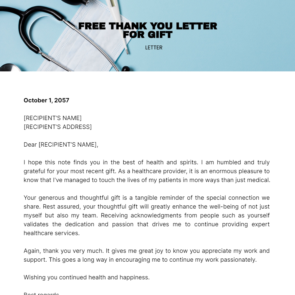 Thank You Letter For Gift Received From Client in Google Docs, Word, Pages,  Outlook, PDF - Download | Template.net | Thank you letter, Lettering, Thank  you letter template