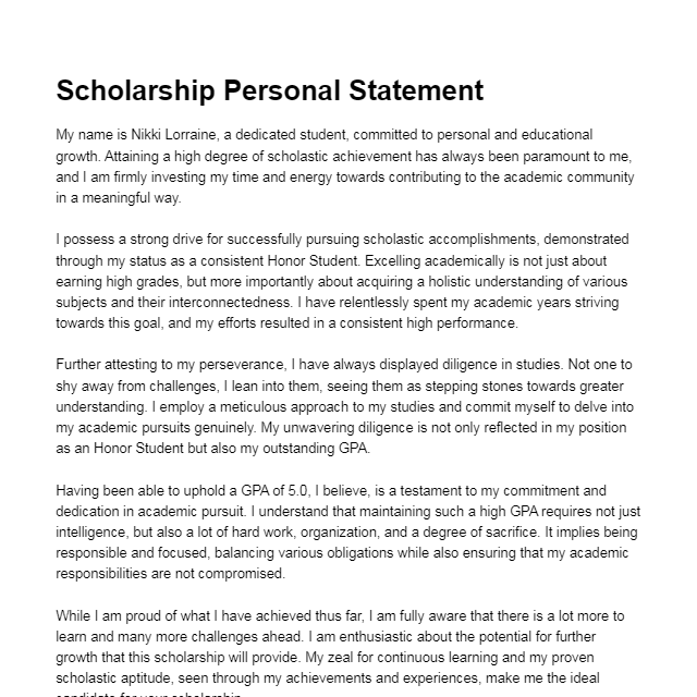 personal statement generator free